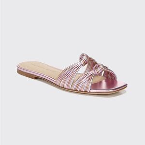 VERONICA BEARD Gemma Metallic Pink Slide Sandals Leather Shoes